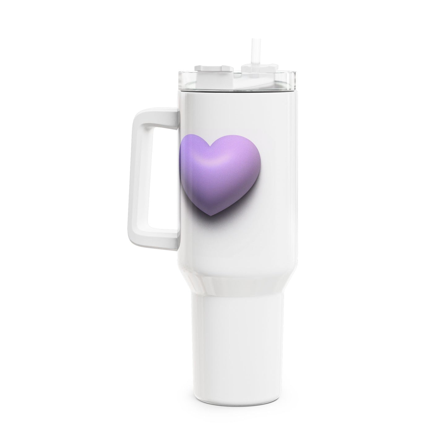 HERZ VIOLETT FLIEDER LILA • Tumbler mit Henkel & Strohhalm • XXL Reisebecher 1,2L