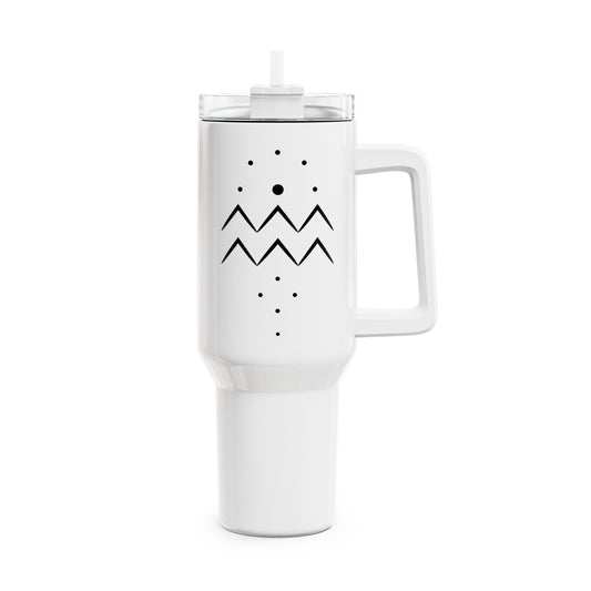 WASSERMANN AQUARIUS SYMBOL STERZEICHEN • Tumbler mit Henkel & Strohhalm • XXL Reisebecher 1,2L - YOGA SANTA