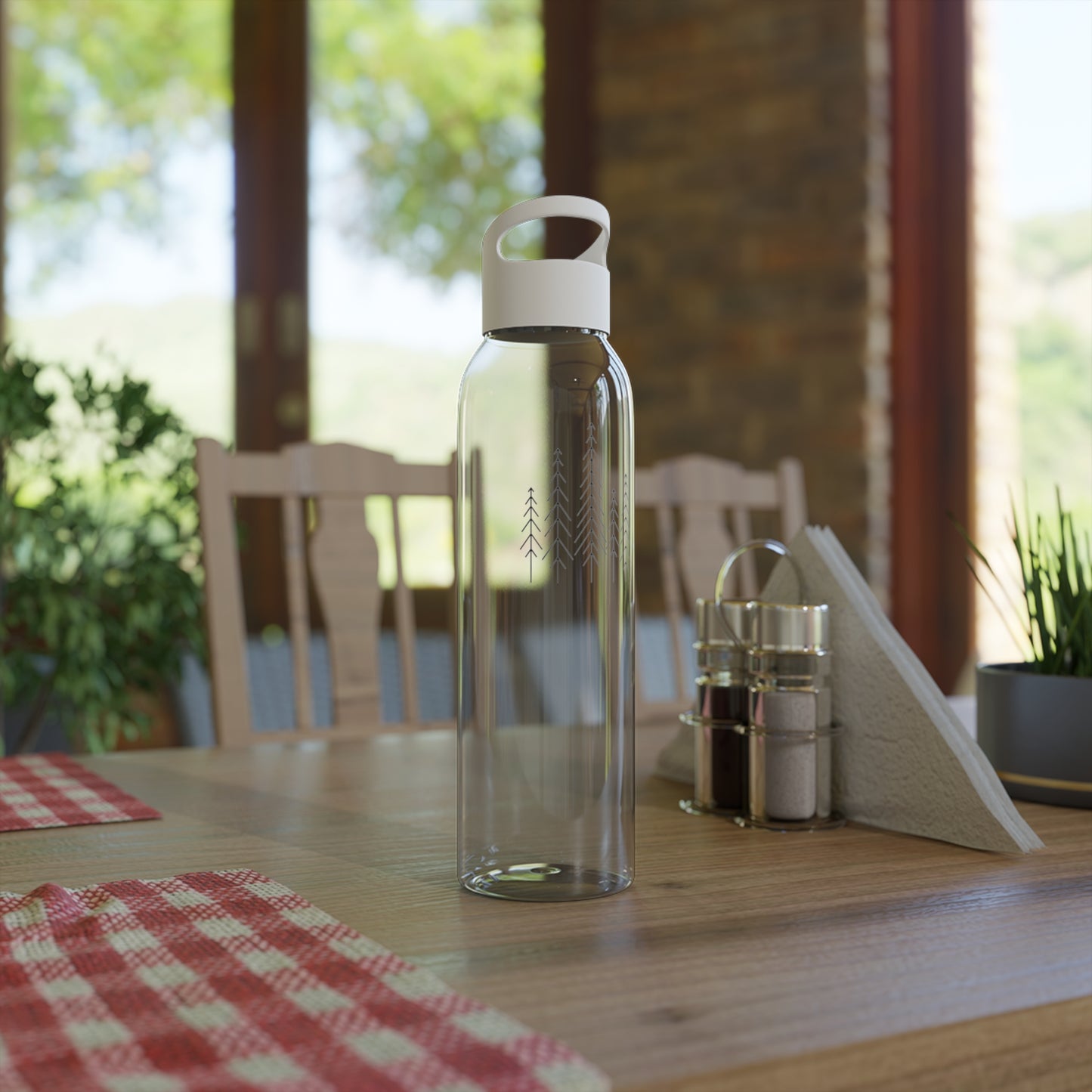 WALD BÄUME ZEICHNUNG MINIMALISTISCH • Wasserflasche Sky 650 ml
