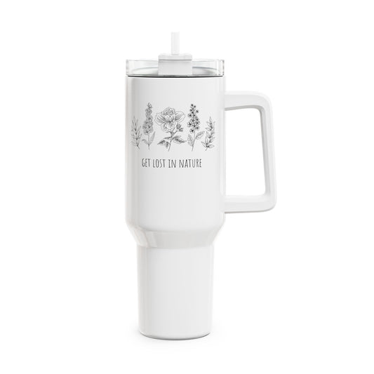 GET LOST IN NATUR • Tumbler mit Henkel & Strohhalm • XXL Reisebecher 1,2L