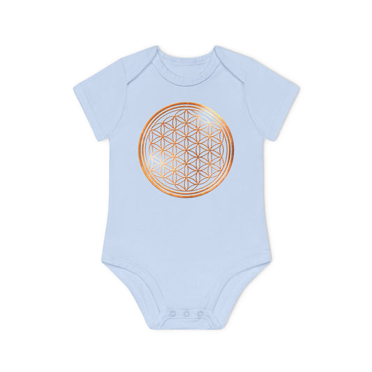 BLUME DES LEBENS SYMBOL MOTIV • Niedlich süßer Baby Body Kurzarm • Mädchen & Jungen • BIO Baumwolle 🌿