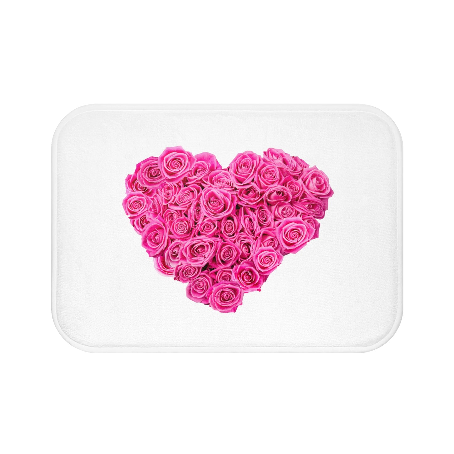 HERZ AUS PINKEN ROSEN BLÜTEN ROSA • Liebesbeweis Geschenk, LOVE Liebesbotschaft ❤️ • Badvorleger / Fussmatte / Badteppich EXTRA Weich • 43 x 61 cm & 53 x 86 cm