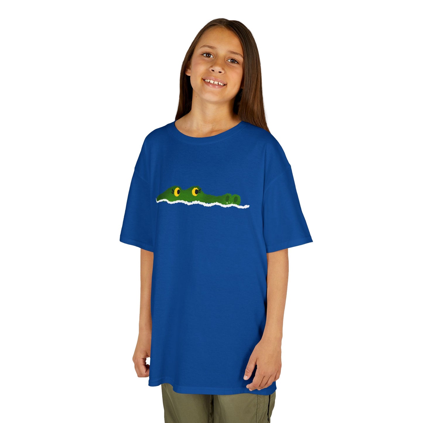 KROKODIL IM WASSER - Tiermotiv Comic LUSTIG• Kinder Oversize T-Shirt für Mädchen & Jungen (7–16 Jahre) • BIO Baumwolle 🌿