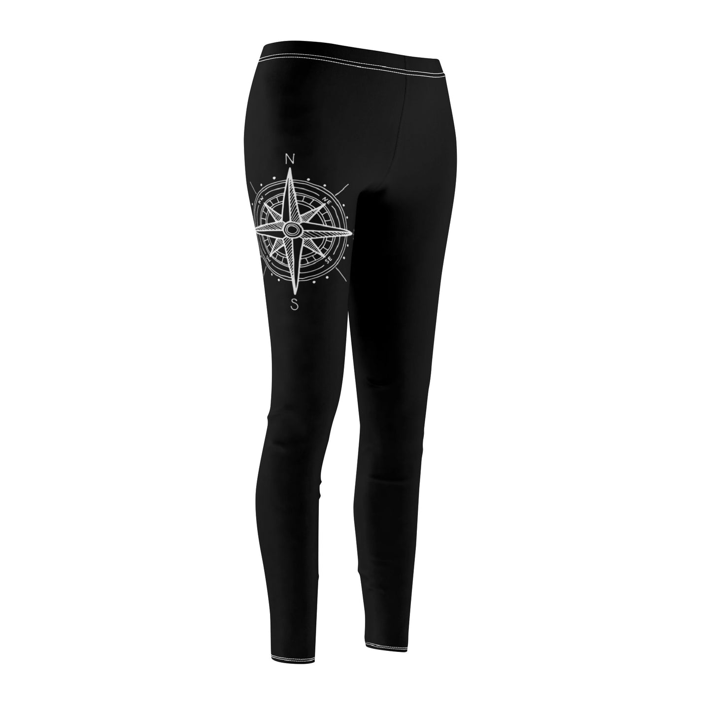 KOMPASS SYMBOL ZEICHEN NAVIGATION HIMMELSRICHTUNGEN • Für Camper, Wanderer, Reisende, Weltenbummler • Damen Schwarz • Beste Jogging Leggings für Sport & Freizeit