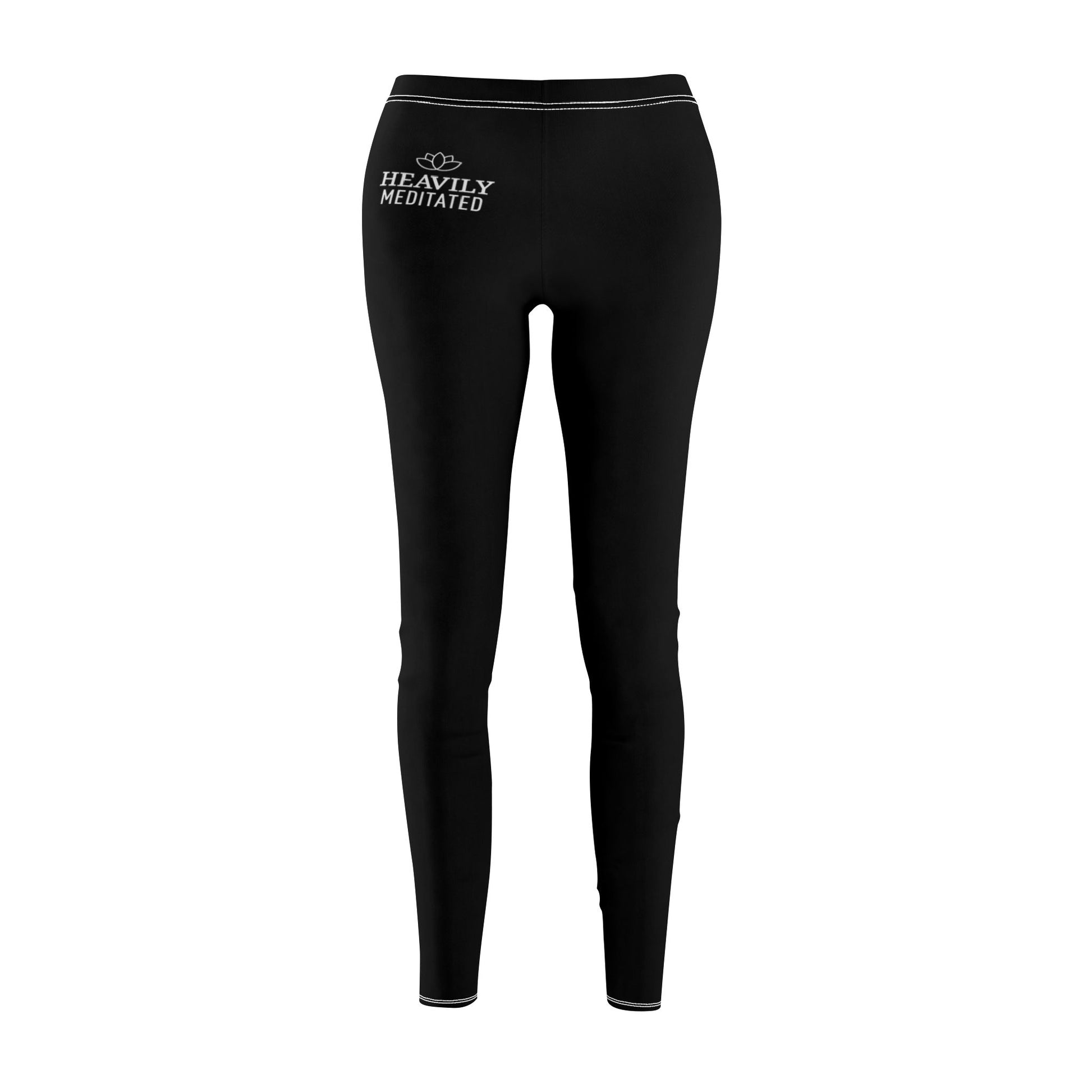 HEAVILY MEDITATED • YOGA Spruch Lotusblume Design minimalistisch mit Schriftzug • Elegante Damen Leggins Schwarz • Beste Leggings für Sport & Alltag - YOGA SANTA