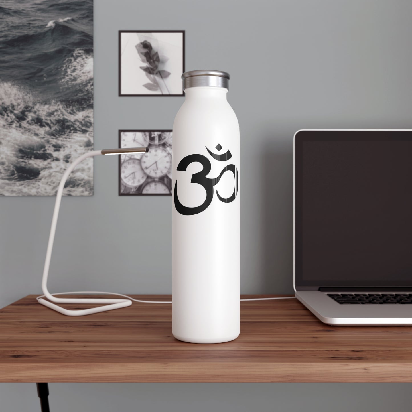 OM-Zeichen Ohm Symbol • Spirituelles Design • Edelstahl Thermosflasche SLIM • 600 ml