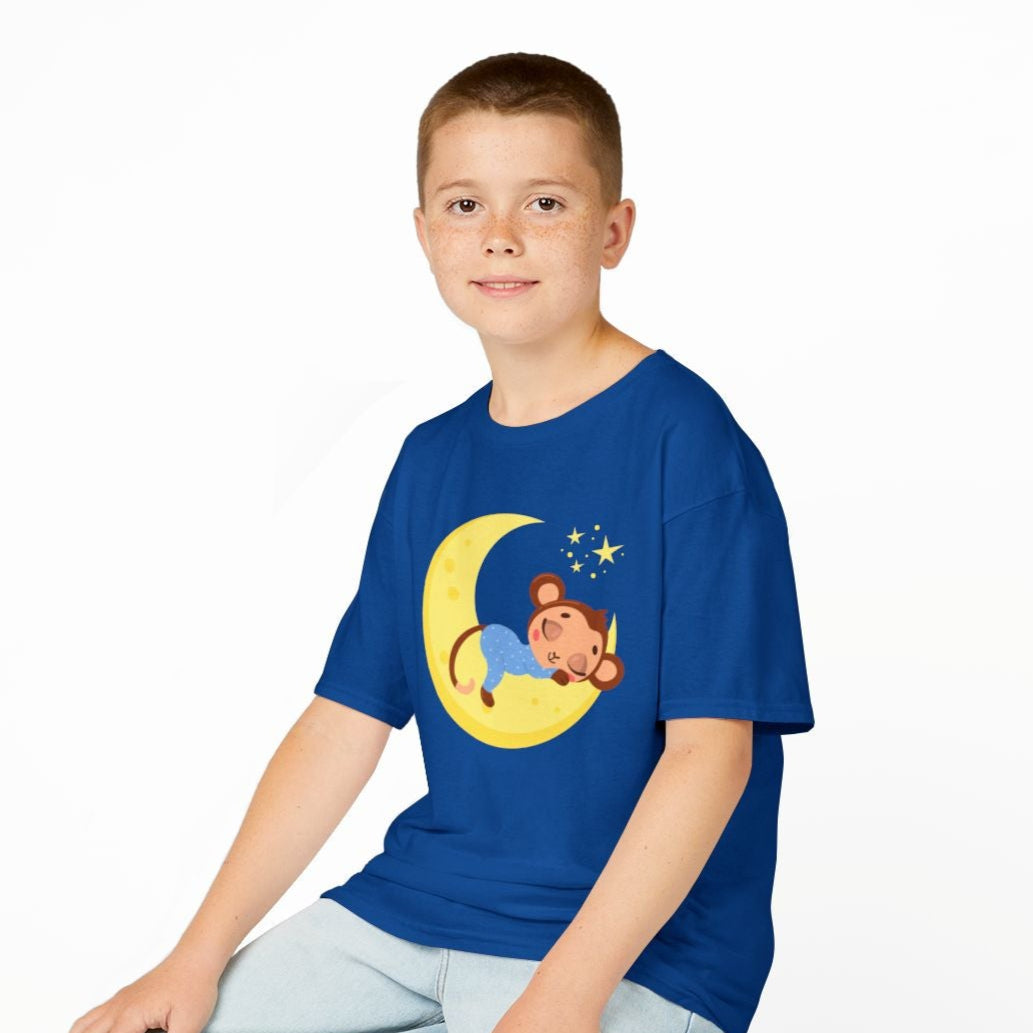 AFFE MOND STERNENHIMMEL • Pijama Schlafoberteil Oversize Kinder T-Shirt Mädchen Jungen • BIO Baumwolle 🌿
