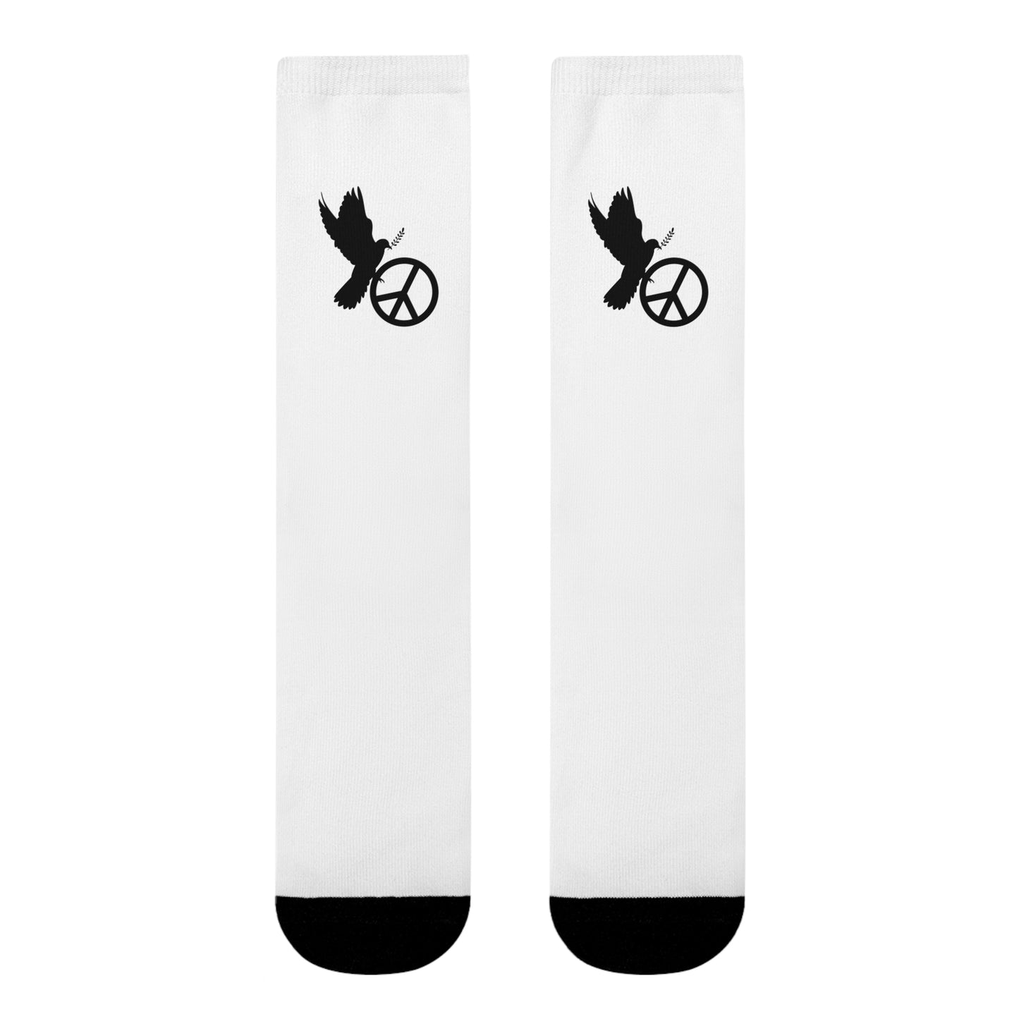 FRIEDENSTAUBE PEACE ZEICHEN FRIEDENSSYMBOL • Boho Hippie Friedensbotschaft • Spirituelle Socken Weiß mit Motiv • Geburtstagsgeschenkidee