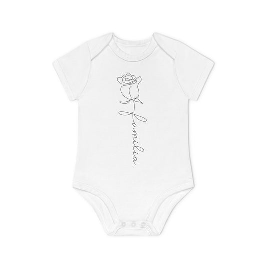ROSE & FAMILIA SCHRIFTZUG • Niedlich süßer Baby Body Kurzarm • Mädchen & Jungen • BIO Baumwolle 🌿