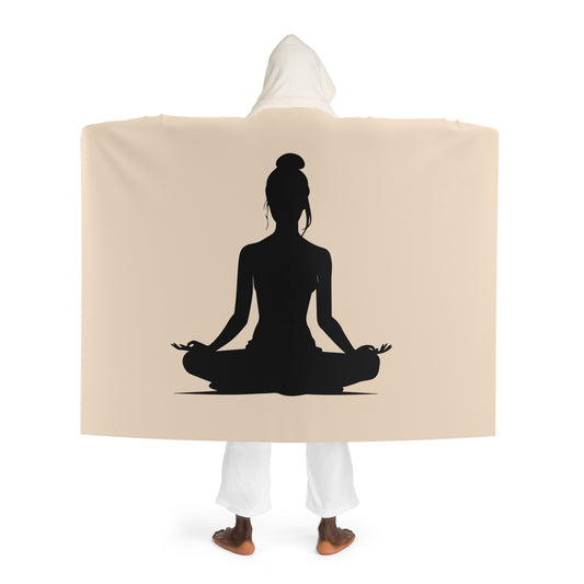 YOGA SCHÖNE FRAU • Kapuzen Kuscheldecke Beige Creme • Wohndecke Sherpa 130cm x 180cm