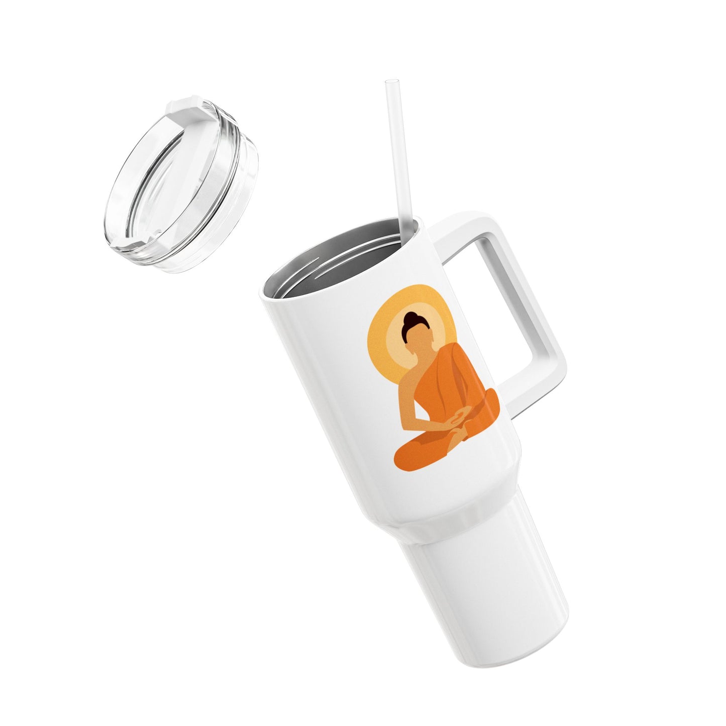 BUDDHA YOGA MEDITATION SONNENAUFGANG • Tumbler mit Henkel & Strohhalm • XXL Reisebecher 1,2L