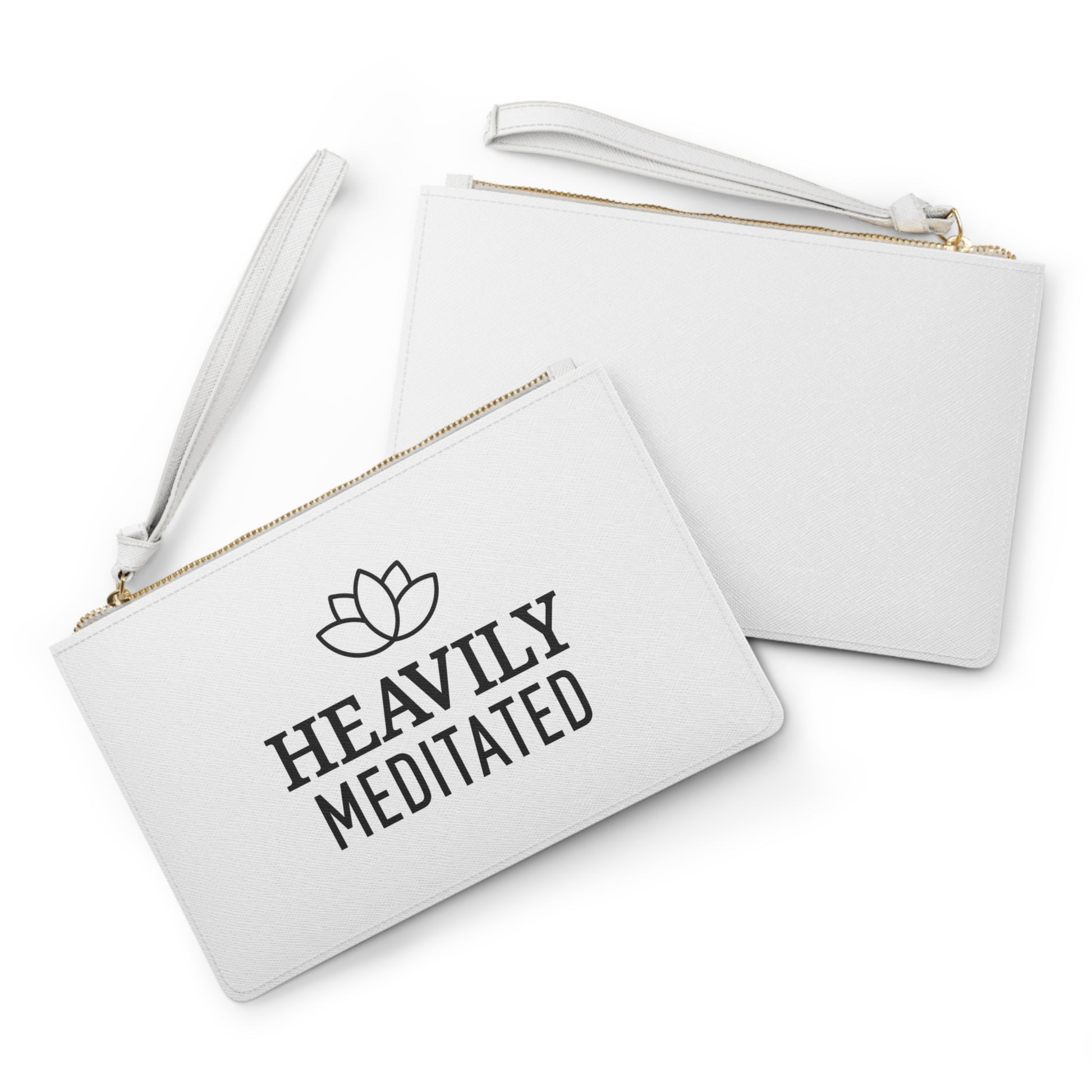 HEAVILY MEDITATED • Lotusblume Yoga Spruch Clutch Bag • Kosmetiktäschchen mit Henkel • Handtaschen Organizer • Damen Herren - YOGA SANTA
