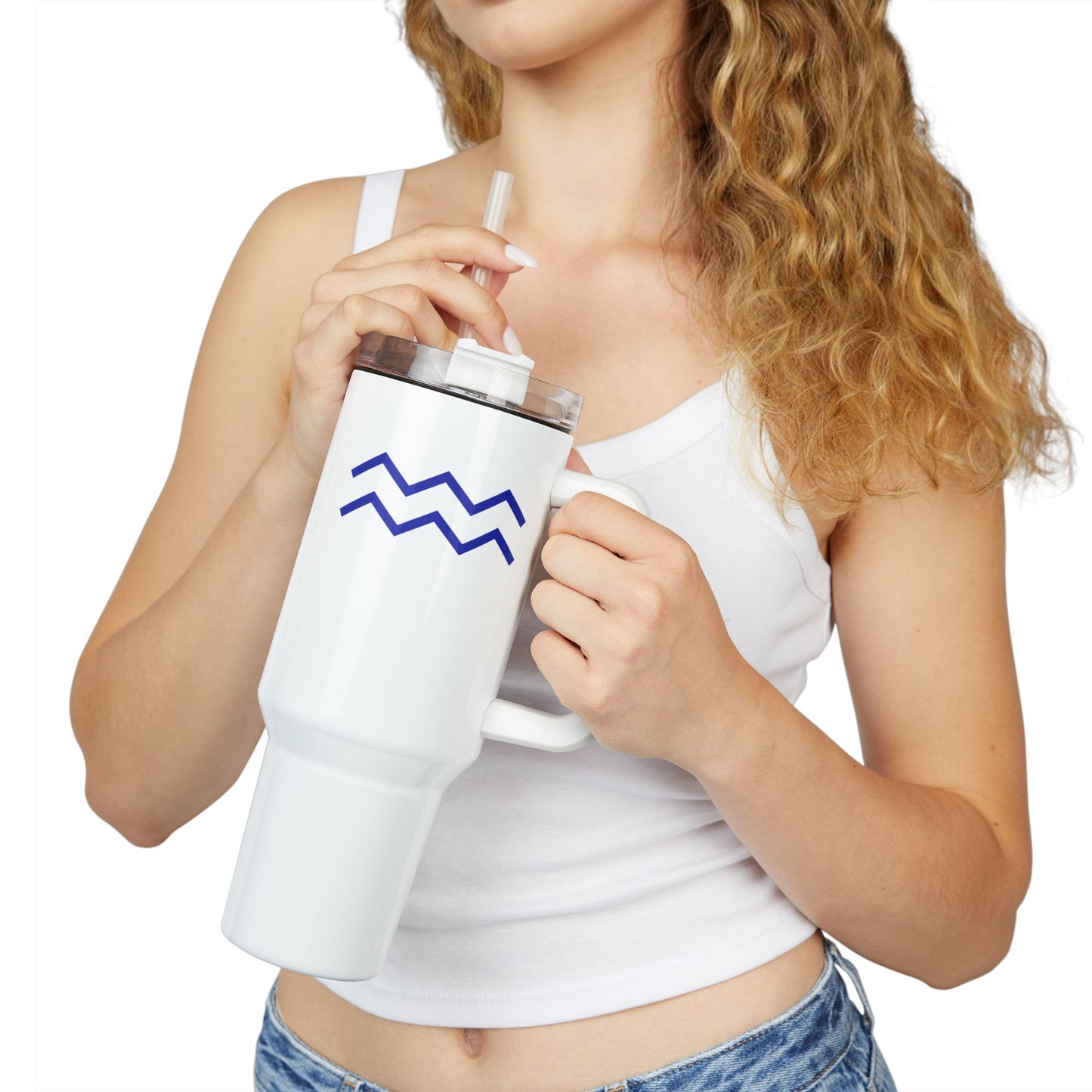 WASSERMANN AQUARIUS STERNZEICHEN Tierkreiszeichen Geburtstagsgeschenkidee  • Tumbler mit Henkel & Strohhalm • XXL Reisebecher 1,2L - YOGA SANTA