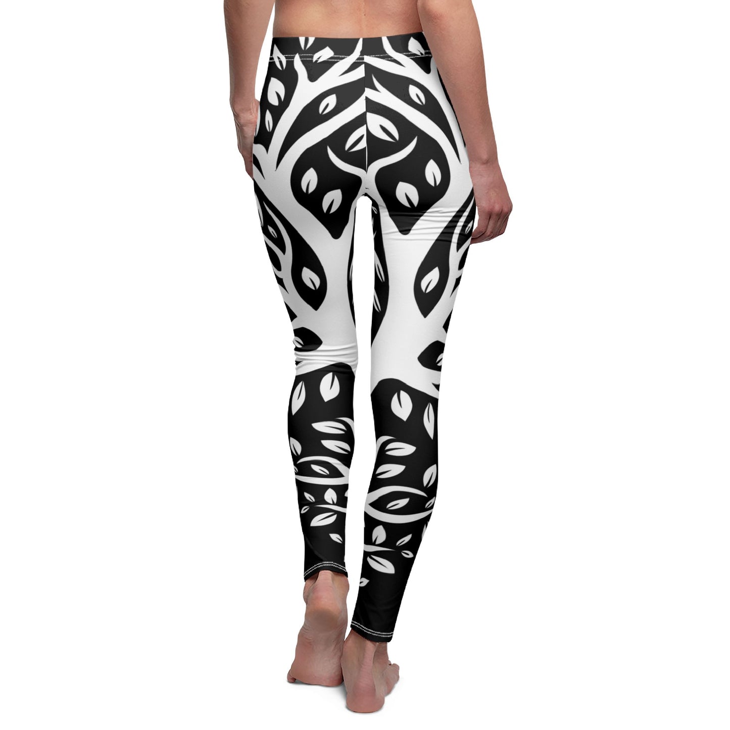 FLORALE PFLANZEN BLUMEN SCHLINGPFLANZEN OPTIK • Olivenbaum Damen Leggins Schwarz • Beste Leggings für Sport & Freizeit