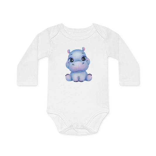 HIPPO NILPFERD NIEDLICH SÜß • Baby Body Langarm • Mädchen & Jungen • BIO Baumwolle 🌿