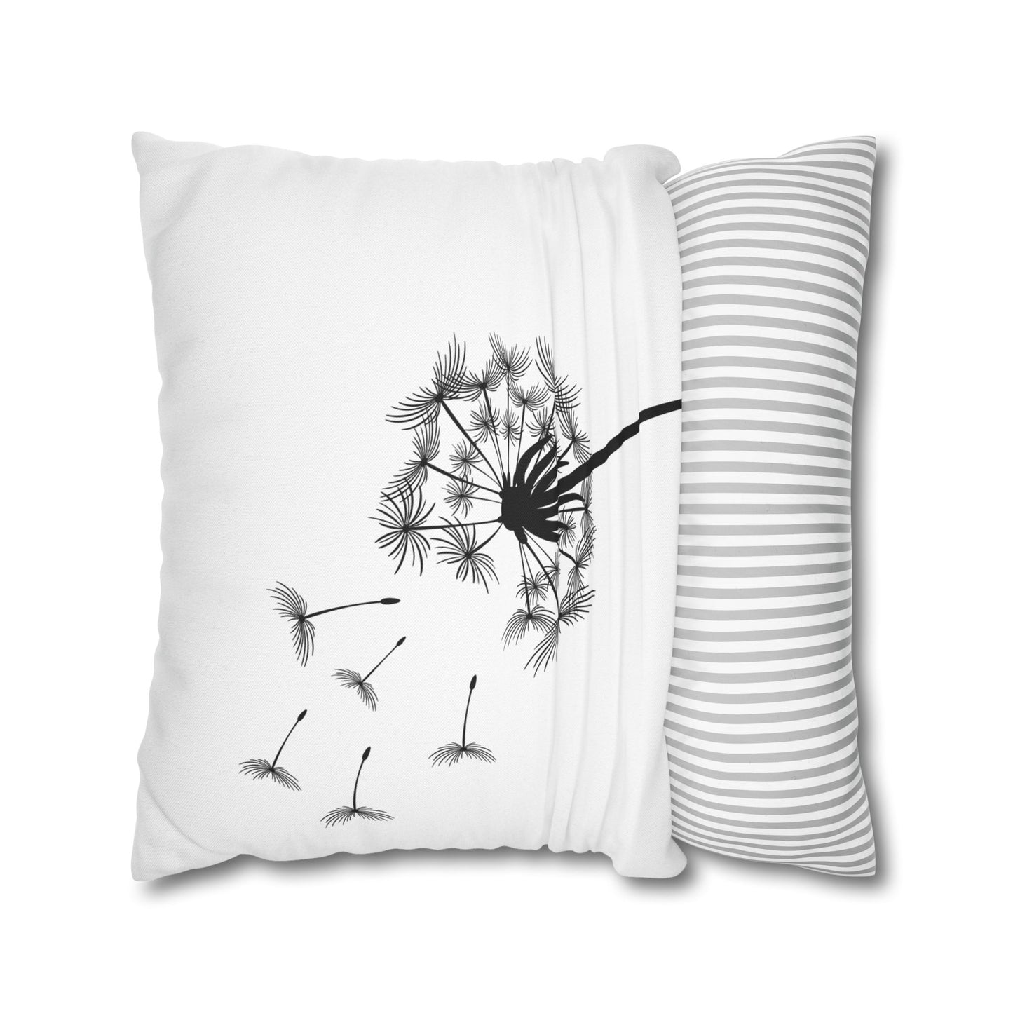 PUSTEBLUME BLUMENMOTIV • Deko Kissenbezug mit Reißverschluss Quadratisch Weiß