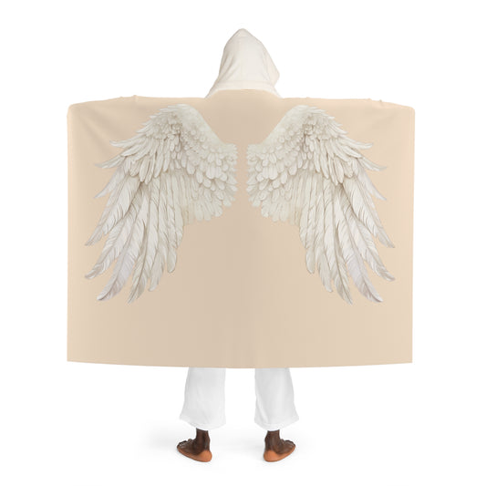 SCHUTZENGEL ENGELSFLÜGEL Glücksbringer • Kapuzen Kuscheldecke Beige Creme • Wohndecke Sherpa 130cm x 180cm