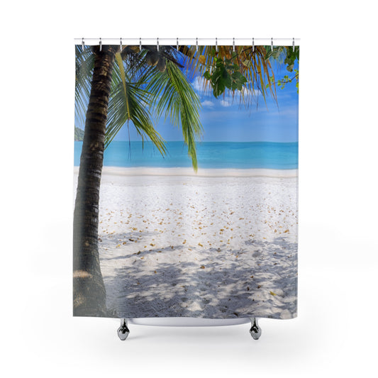 MEER STRAND PALME • Urlaubsmotiv • Hochwertiger, Schöner Duschvorhang 180x200 cm