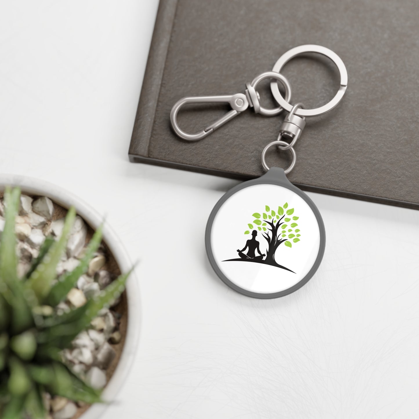MEDITATION YOGA BAUM • Edler Luxus Schlüsselanhänger mit Karabiner für Frauen & Männer