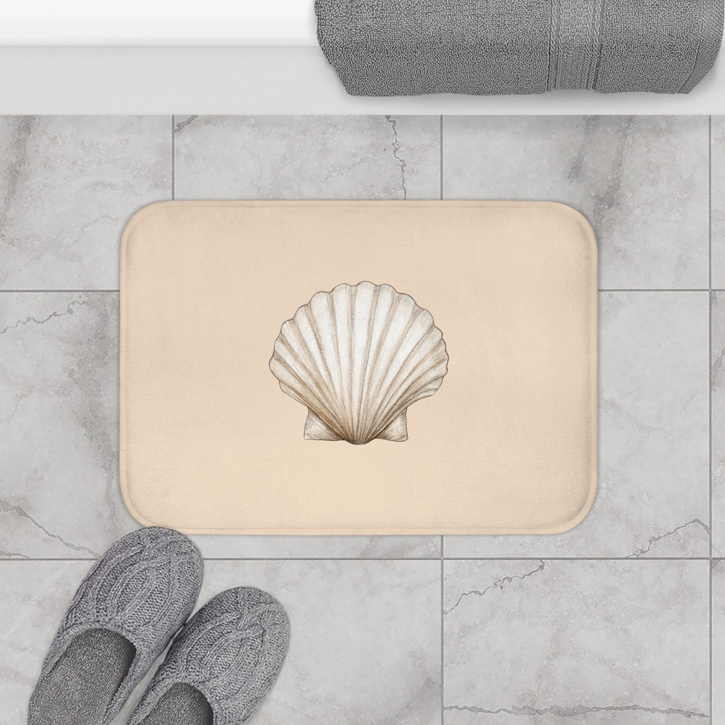 MUSCHEL SANDSTRAND URLAUBSMOTIV • Badvorleger Beige / Fussmatte / Badteppich EXTRA Weich • 43 x 61 cm & 53 x 86 cm