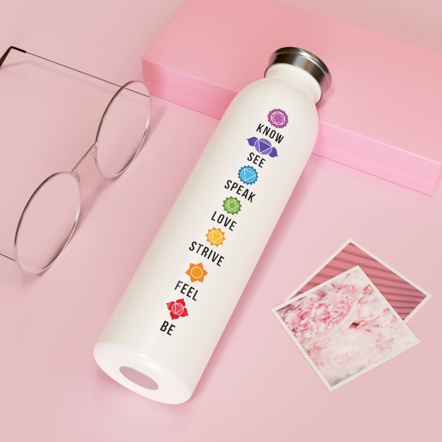 CHAKREN 7 CHAKRA SYMBOLE • Edelstahl Thermosflasche SLIM • 600 ml