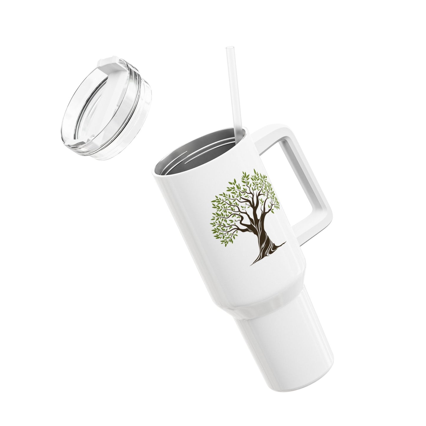 OLIVENBAUM ZEICHNUNG • Tumbler mit Henkel & Strohhalm • XXL Reisebecher 1,2L