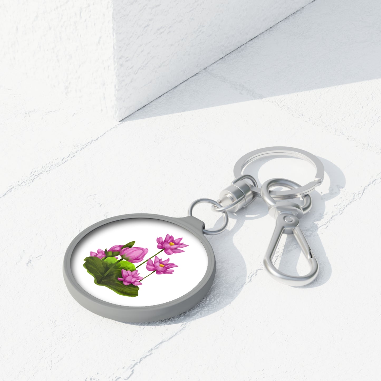 LOTUS BLUMEN • Edler Luxus Schlüsselanhänger mit Karabiner für Frauen & Männer