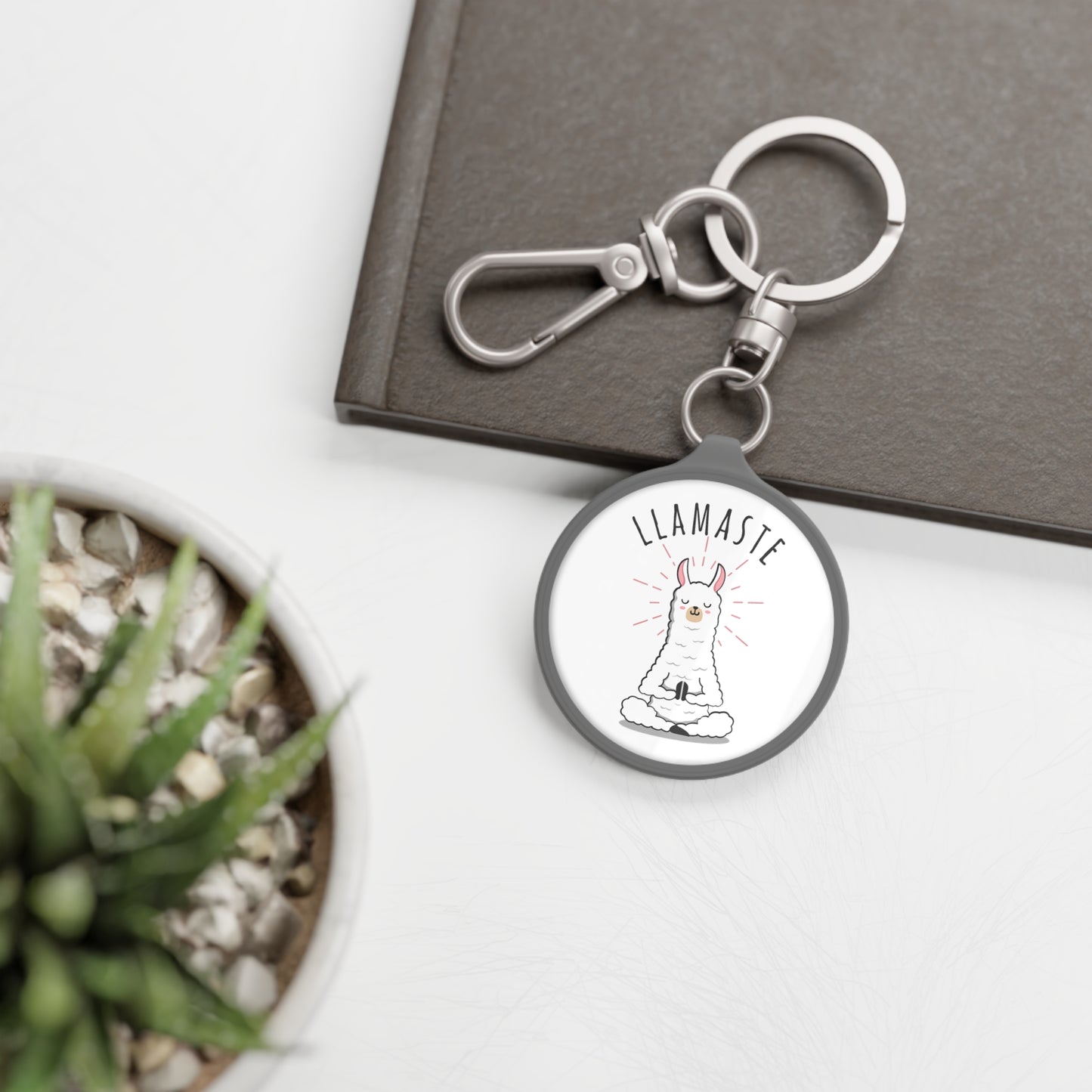 LLAMASTE LLAMA NAMASTE YOGA Meditation • Edler Luxus Schlüsselanhänger mit Karabiner für Frauen & Männer