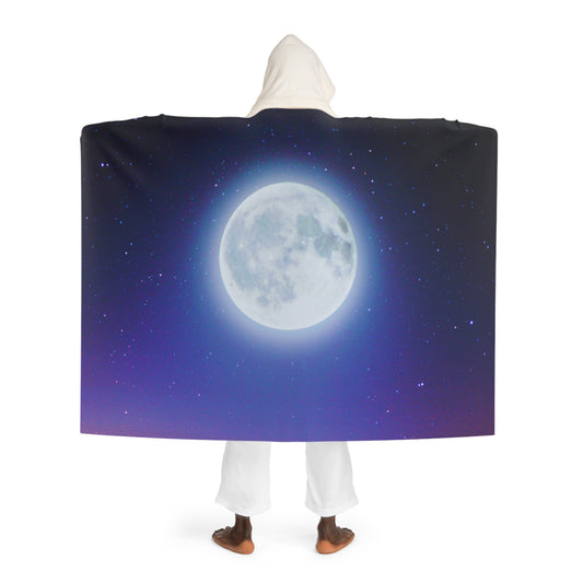 MOND HIMMEL • Kapuzen Kuscheldecke Schwarz • Wohndecke Sherpa 130cm x 180cm