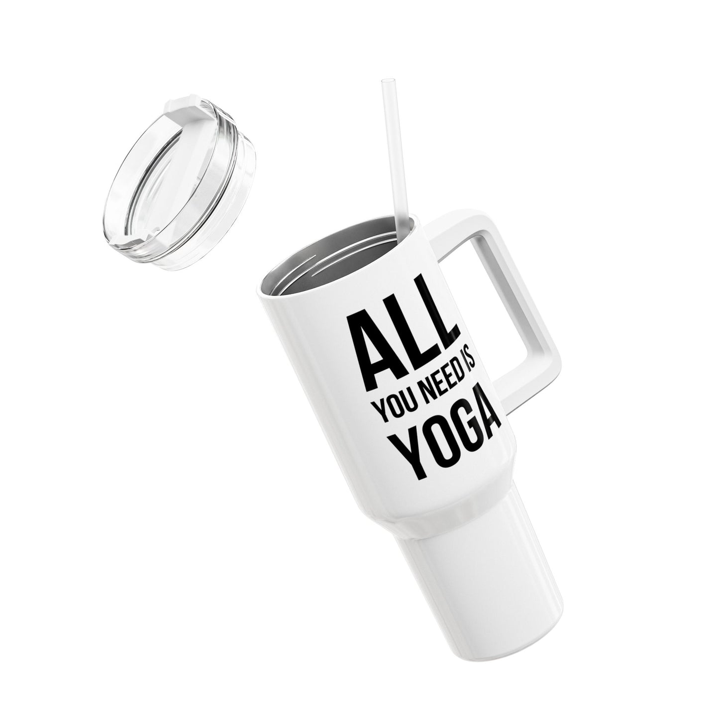 ALL YOU NEED IS YOGA • Tumbler mit Henkel & Strohhalm • XXL Reisebecher 1,2L