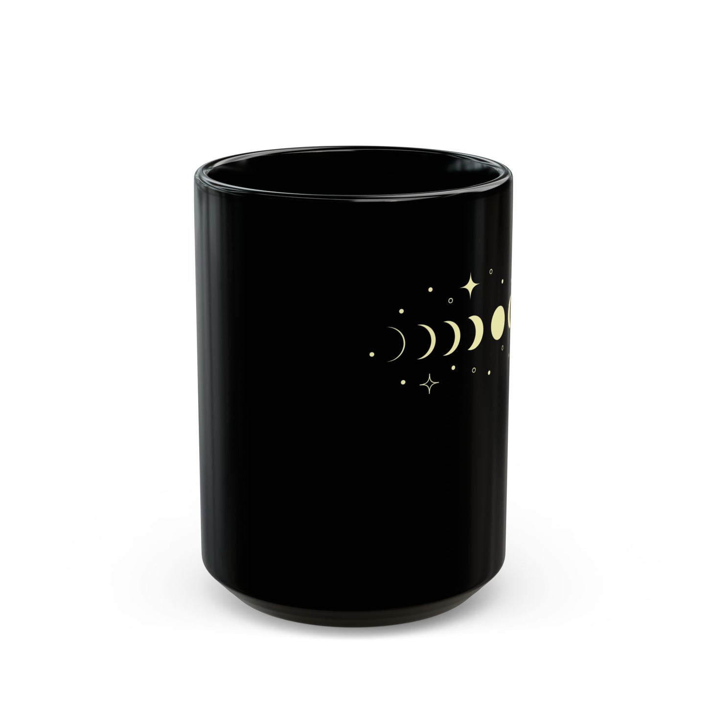 MONDPHASEN STERNENHIMMEL • Spirituelles Motiv • 440ml XXL Kaffeebecher Schwarz - YOGA SANTA