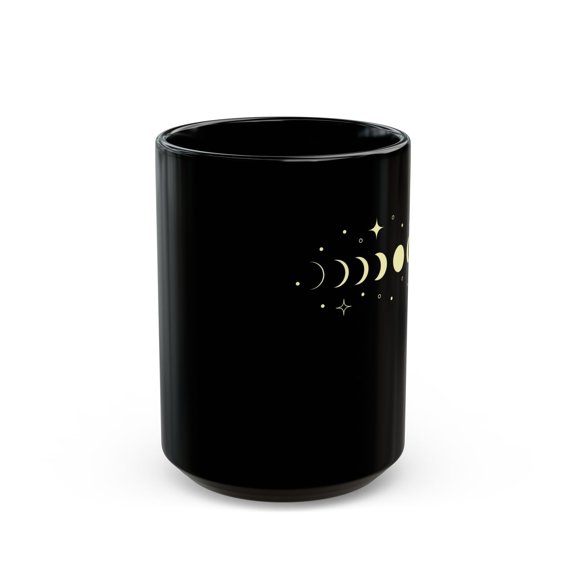 MONDPHASEN STERNENHIMMEL • Spirituelles Motiv • 440ml XXL Kaffeebecher Schwarz - YOGA SANTA