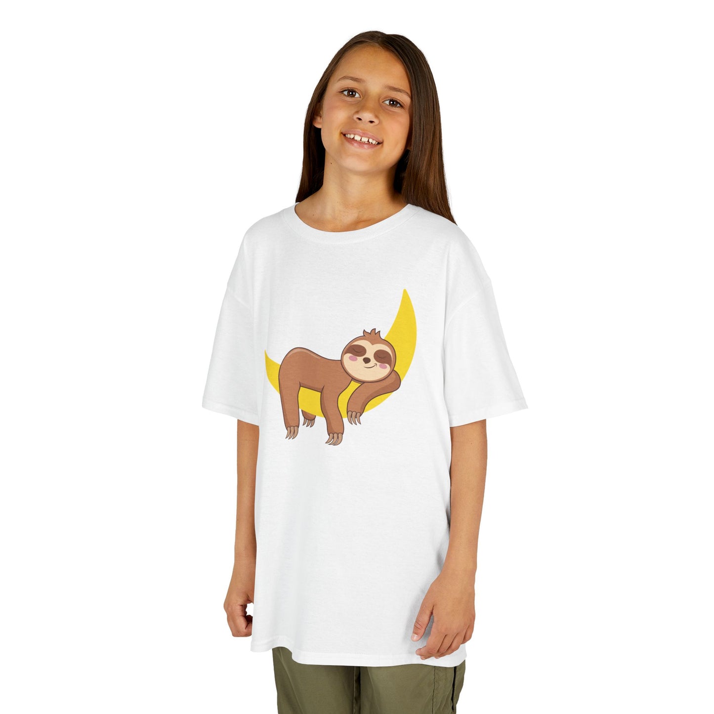 FAULTIER SLOT CHILLT LÄSSIG COOL im Mond unter Sternen • Pijama Schlafoberteil Oversize Kinder T-Shirt Mädchen Jungen • BIO Baumwolle 🌿