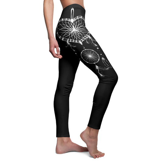 HERZ TRAUMFÄNGER • Spirituelles Indianer Motiv • BOHO STYLE - Hippie Damen-Leggings mit Print Aufdruck • Beste Leggings für Sport & Alltag