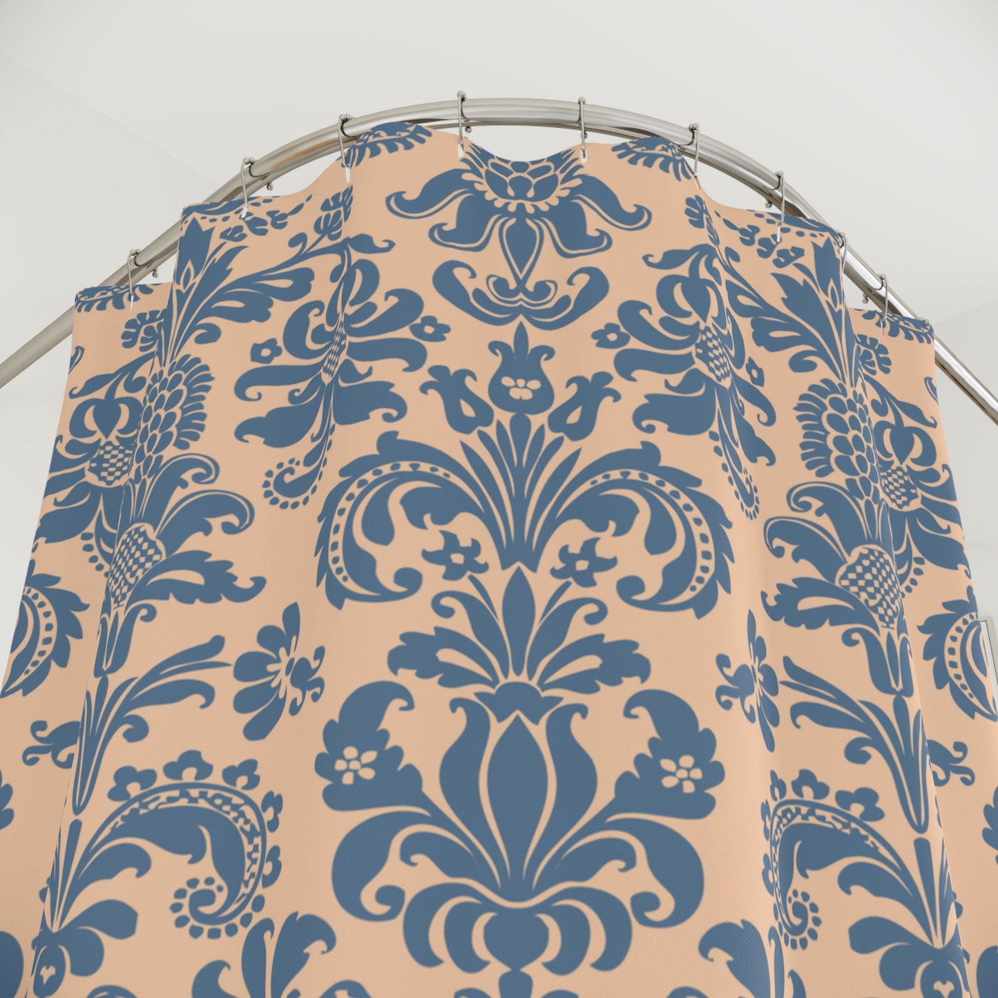 FLORALES BAROCK MUSTER - ELEGANT LUXURIÖSES DESIGN • Duschvorhang 180x200 cm Beige Blau