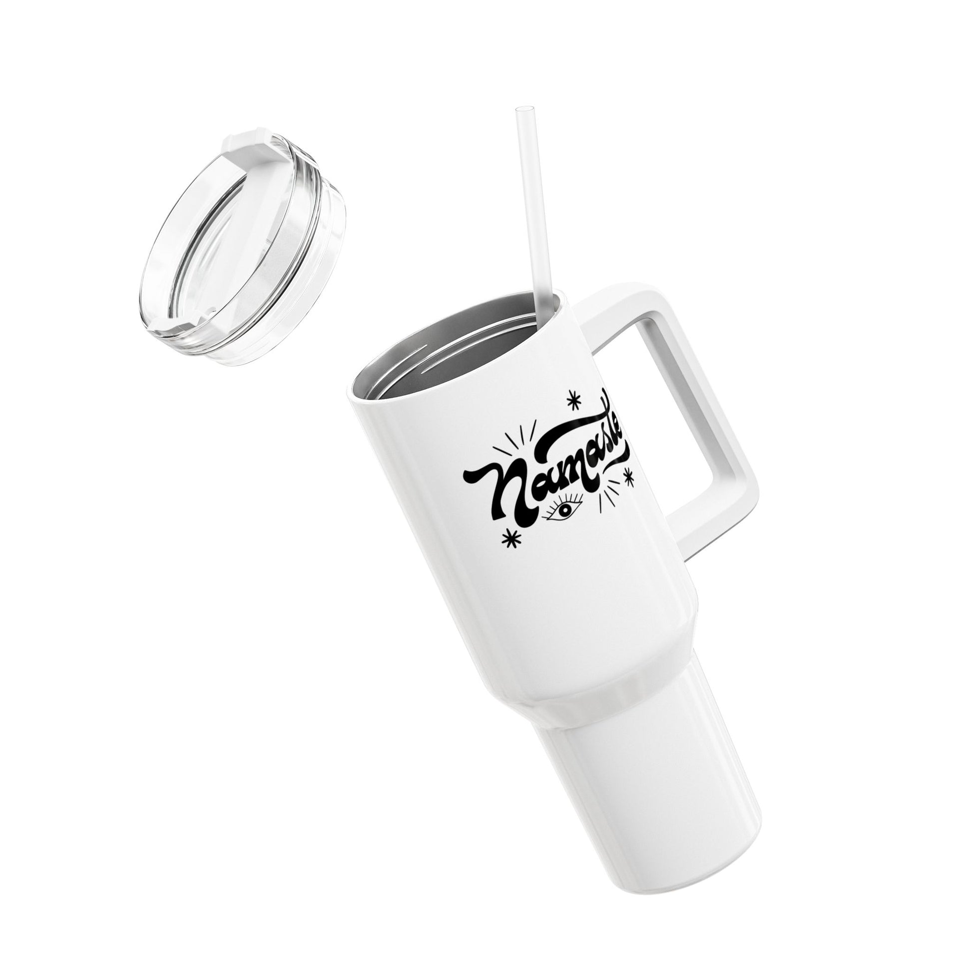 NAMASTE STERNE SPRUCH YOGA • Tumbler mit Henkel & Strohhalm • XXL Reisebecher 1,2L - YOGA SANTA