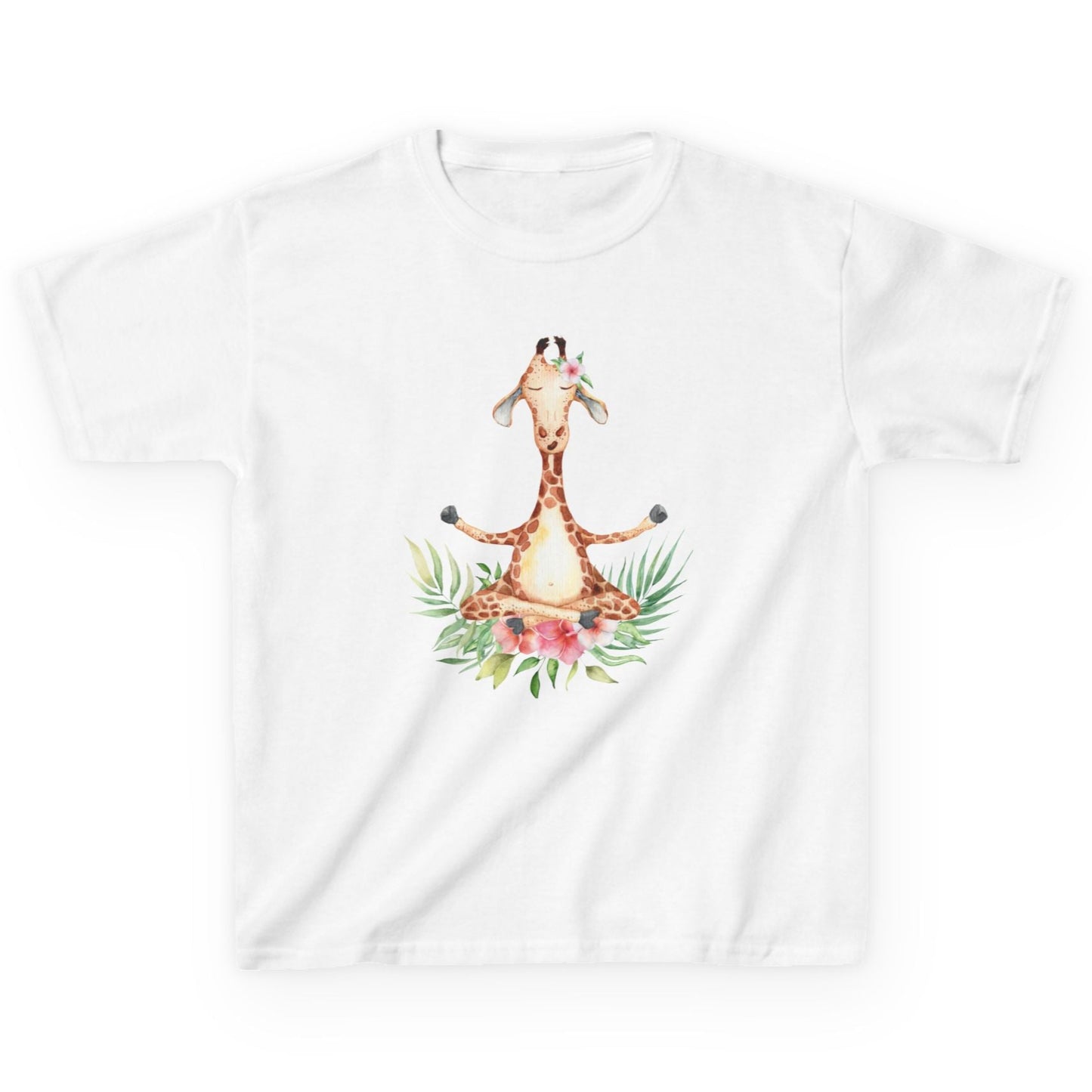 GIRAFFE MEDITATION YOGATIER Comic Blumen • Oversize Kinder T-Shirt Mädchen Jungen • BIO Baumwolle 🌿