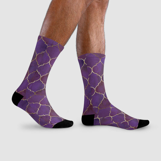 EGELGANTE LILA SOCKEN MIT LUXURIÖSEM DESIGN • HAPPY SOCKS Crew Socken mit Motiv