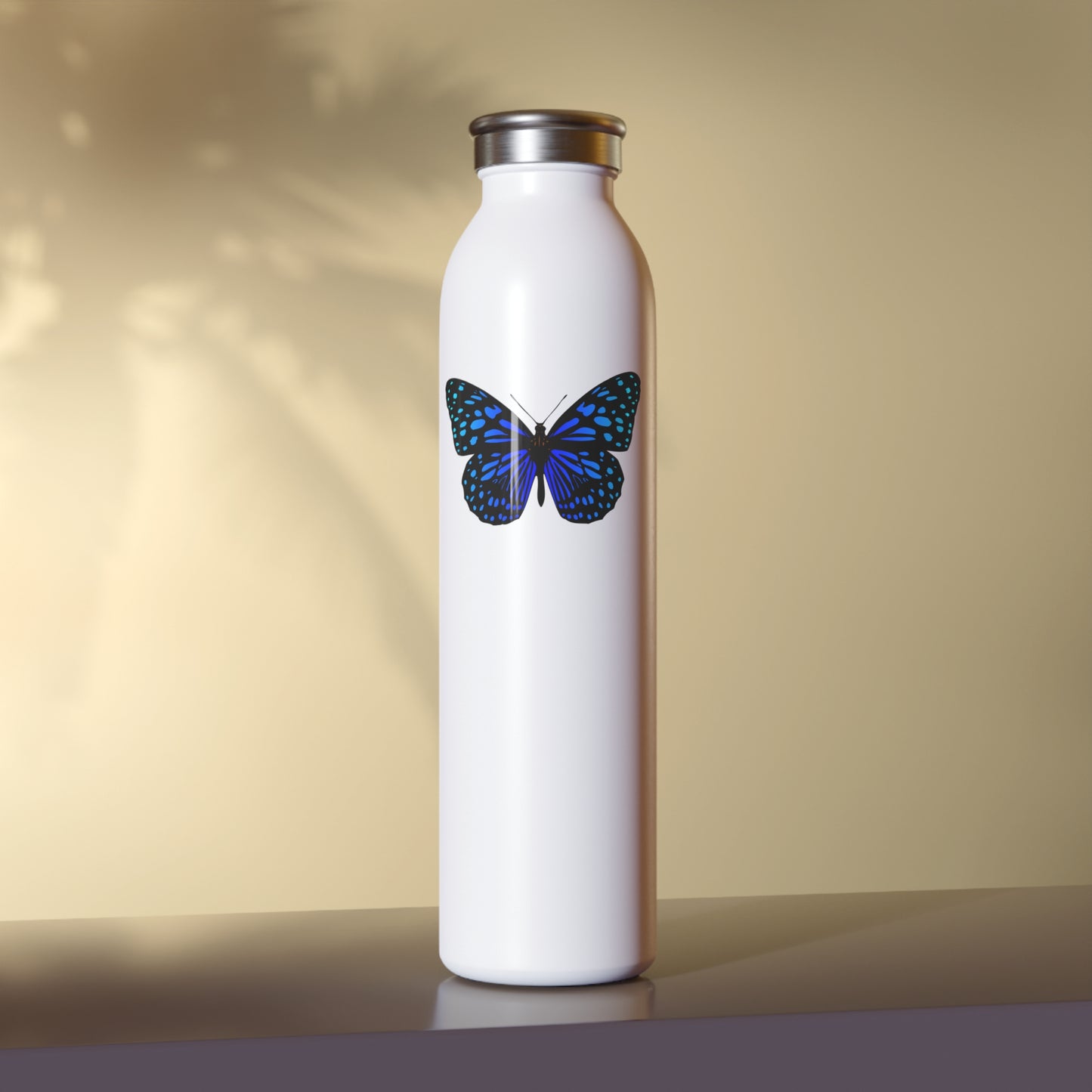 SCHMETTERLING BLAUER FALTER TIERMOTIV CLIPART • Edelstahl Thermosflasche SLIM • 600 ml