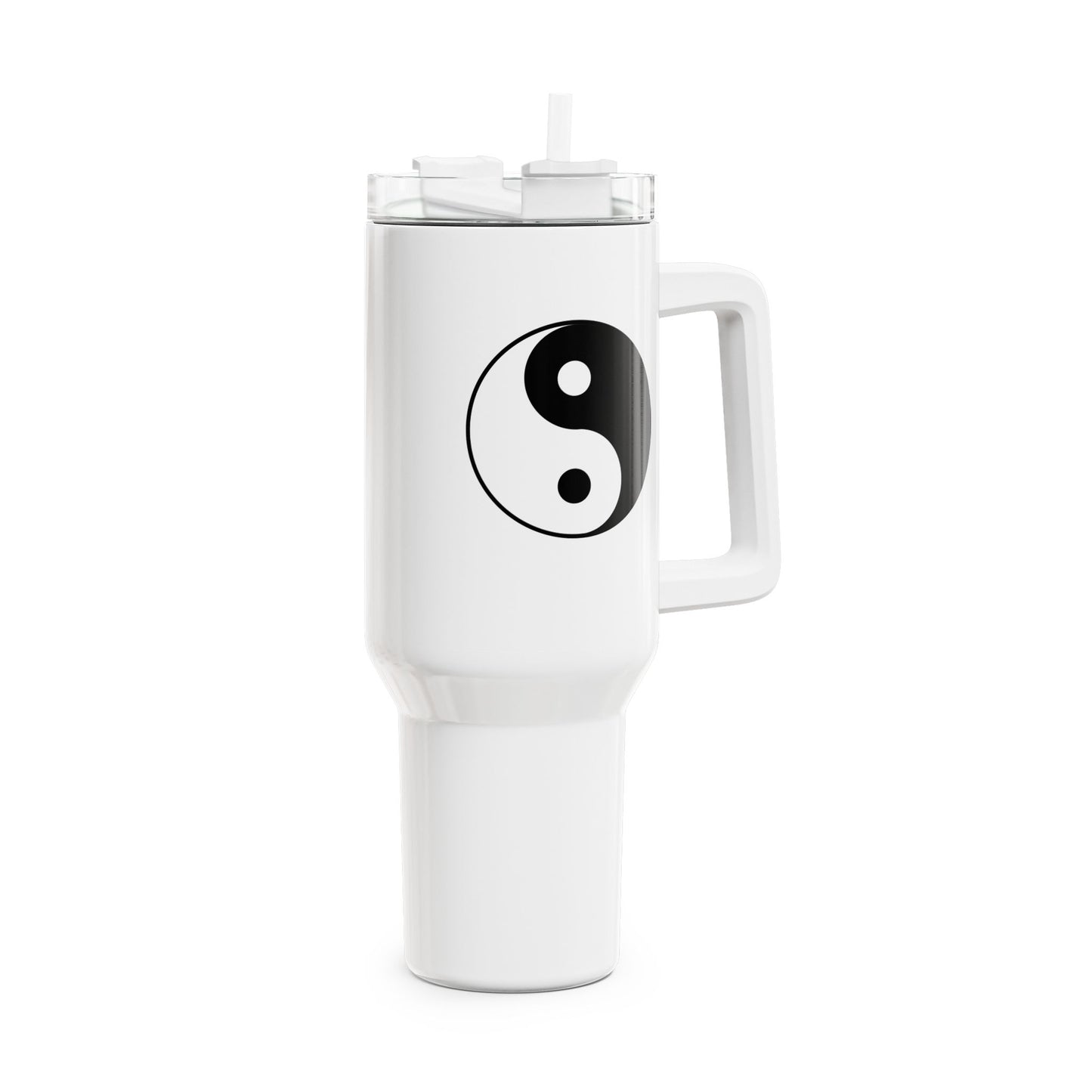 YING YANG ZEICHEN SPIRITUELL • Tumbler mit Henkel & Strohhalm • XXL Reisebecher 1,2l