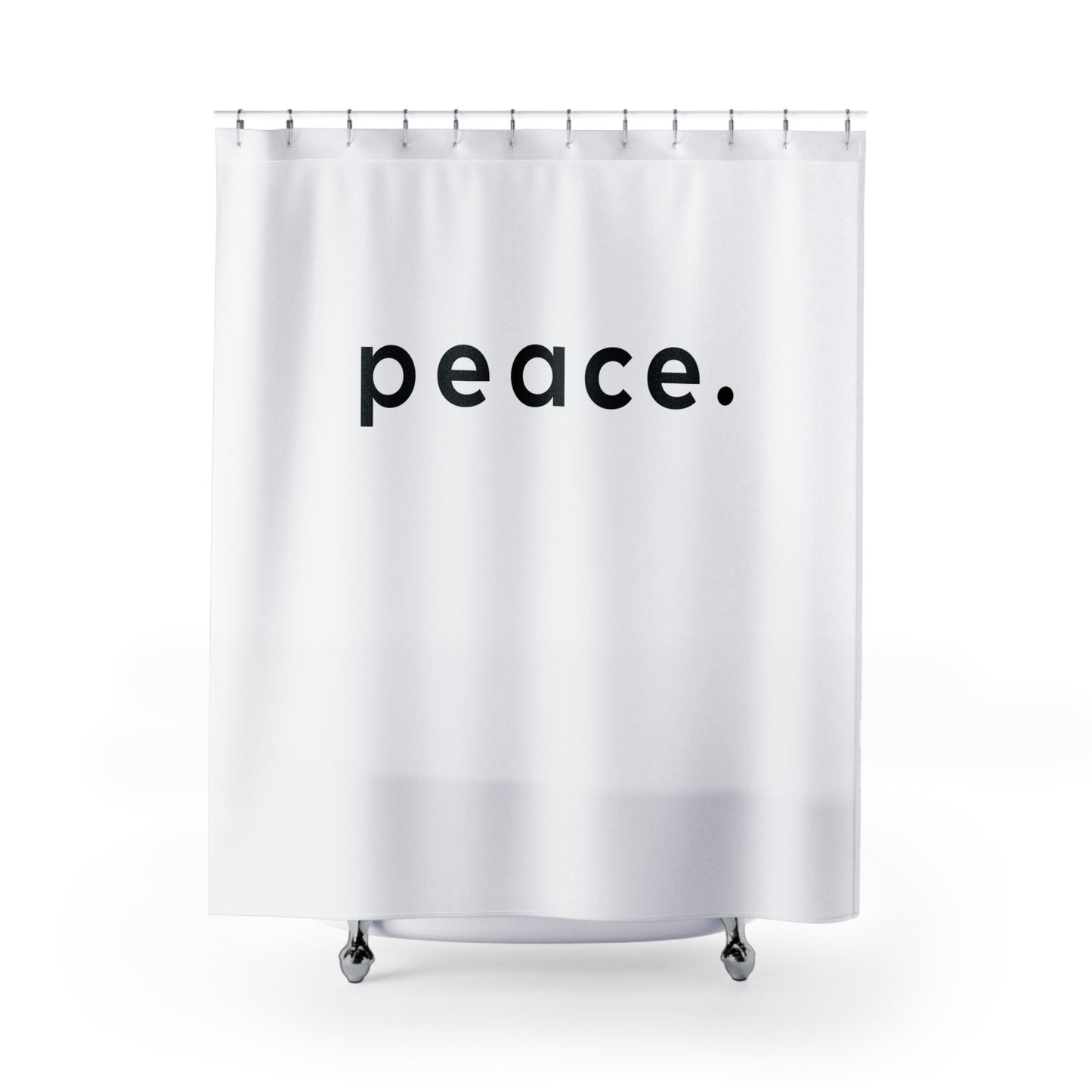 PEACE SCHRIFT FRIEDENSBOTSCHAFT • Hochwertiger, Schöner Duschvorhang 180x200 cm Weiss