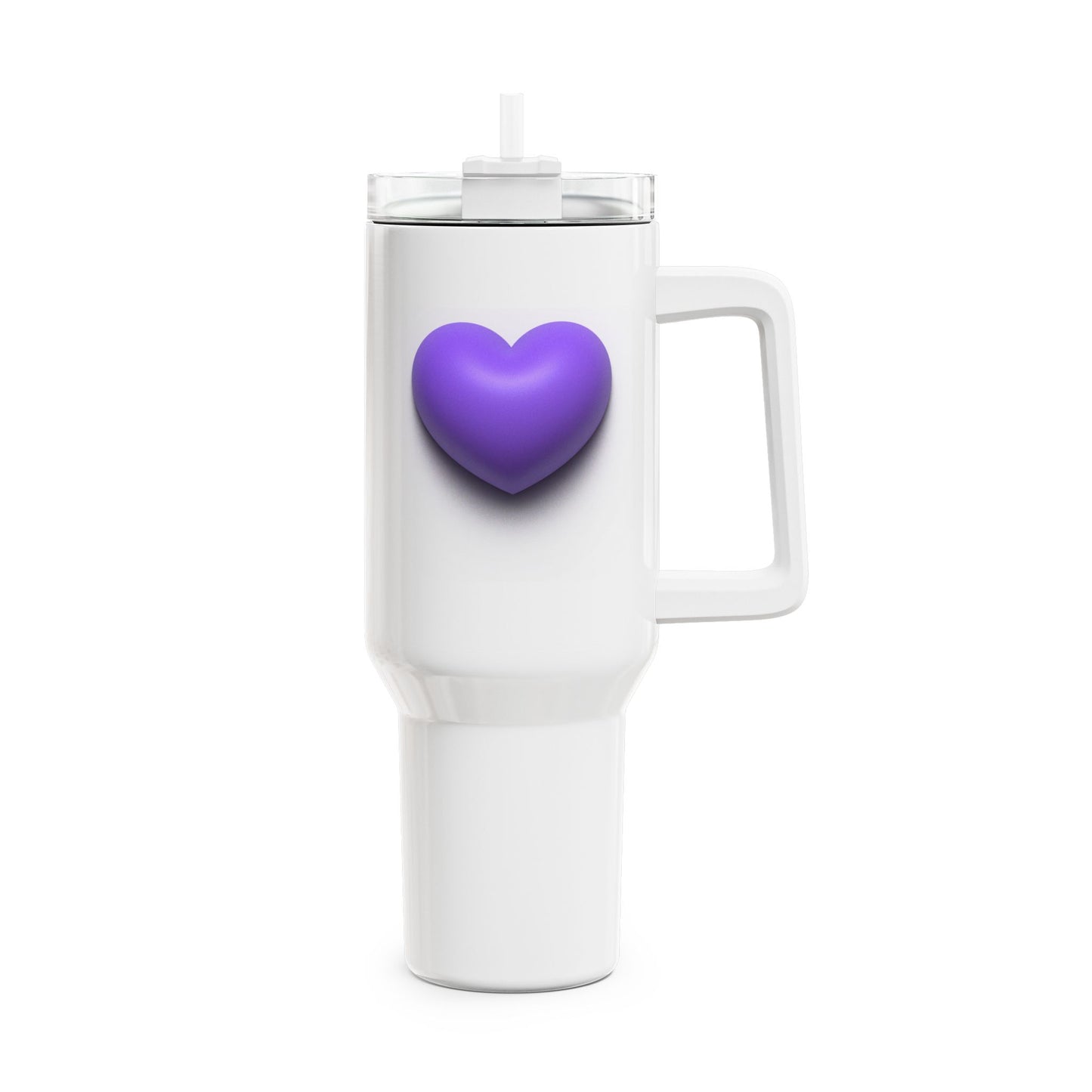 HERZ LILA VIOLETT 3D Illusion • Tumbler mit Henkel & Strohhalm • XXL Reisebecher 1,2L