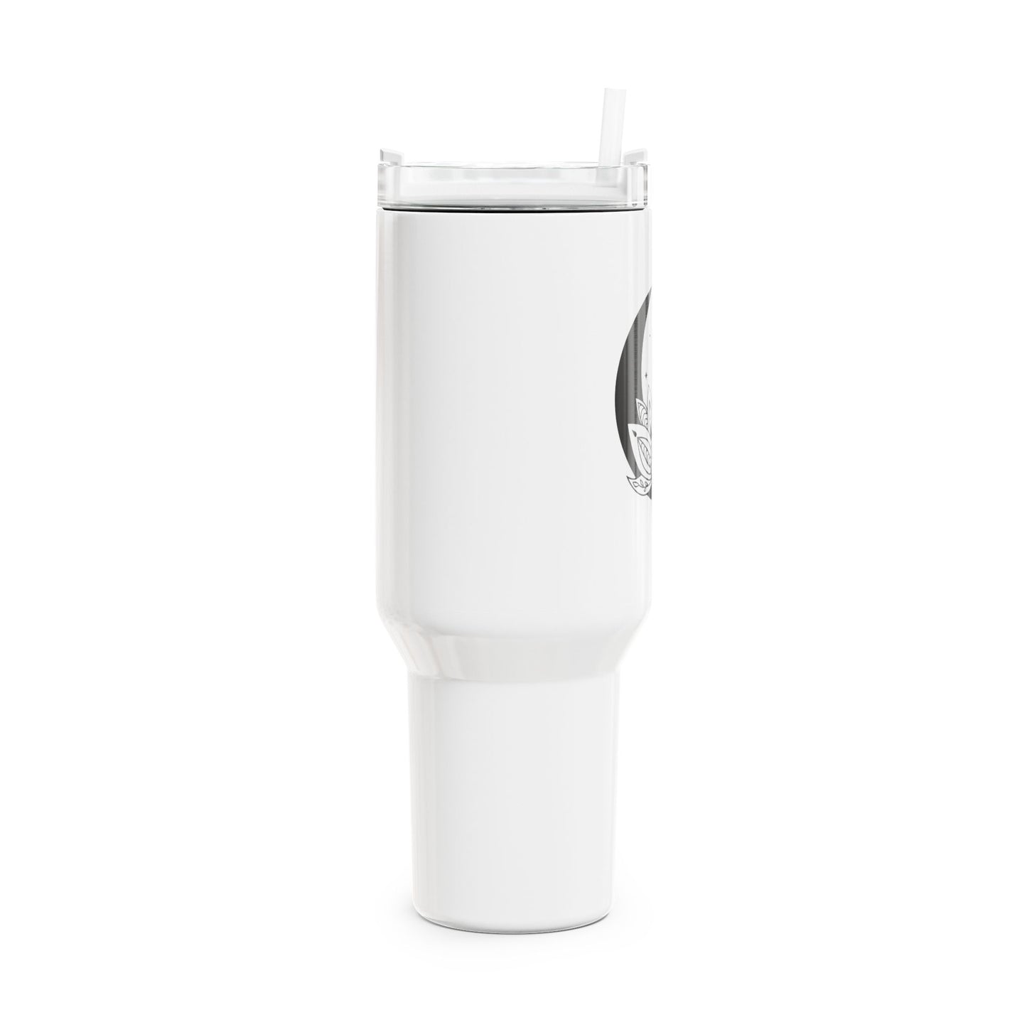 MOND LOTUSBLÜTE STERNE SPIRITUELL • Tumbler mit Henkel & Strohhalm • XXL Reisebecher 1,2L