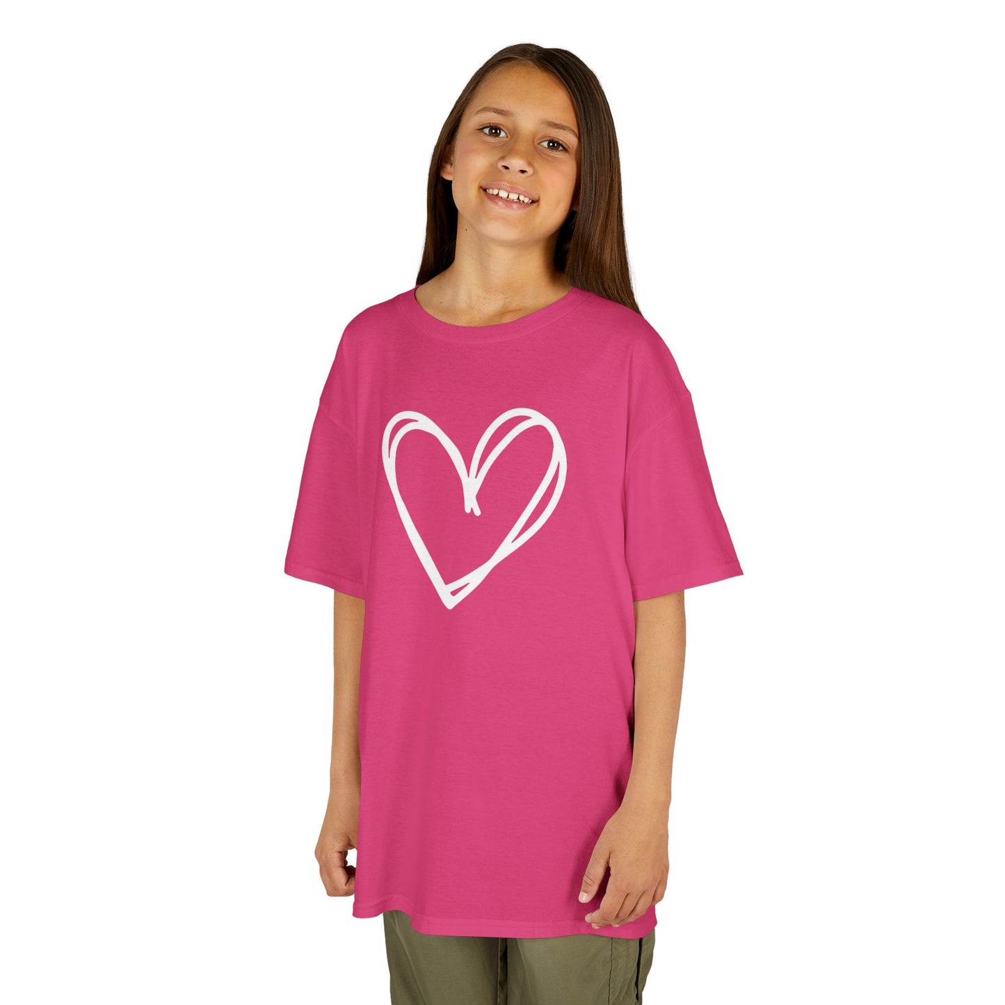 HERZ BILD HERZCHEN HANDGEZEICHNET LOVE PRINT MOTIV • Oversize Kinder T-Shirt Mädchen Jungen • BIO Baumwolle 🌿