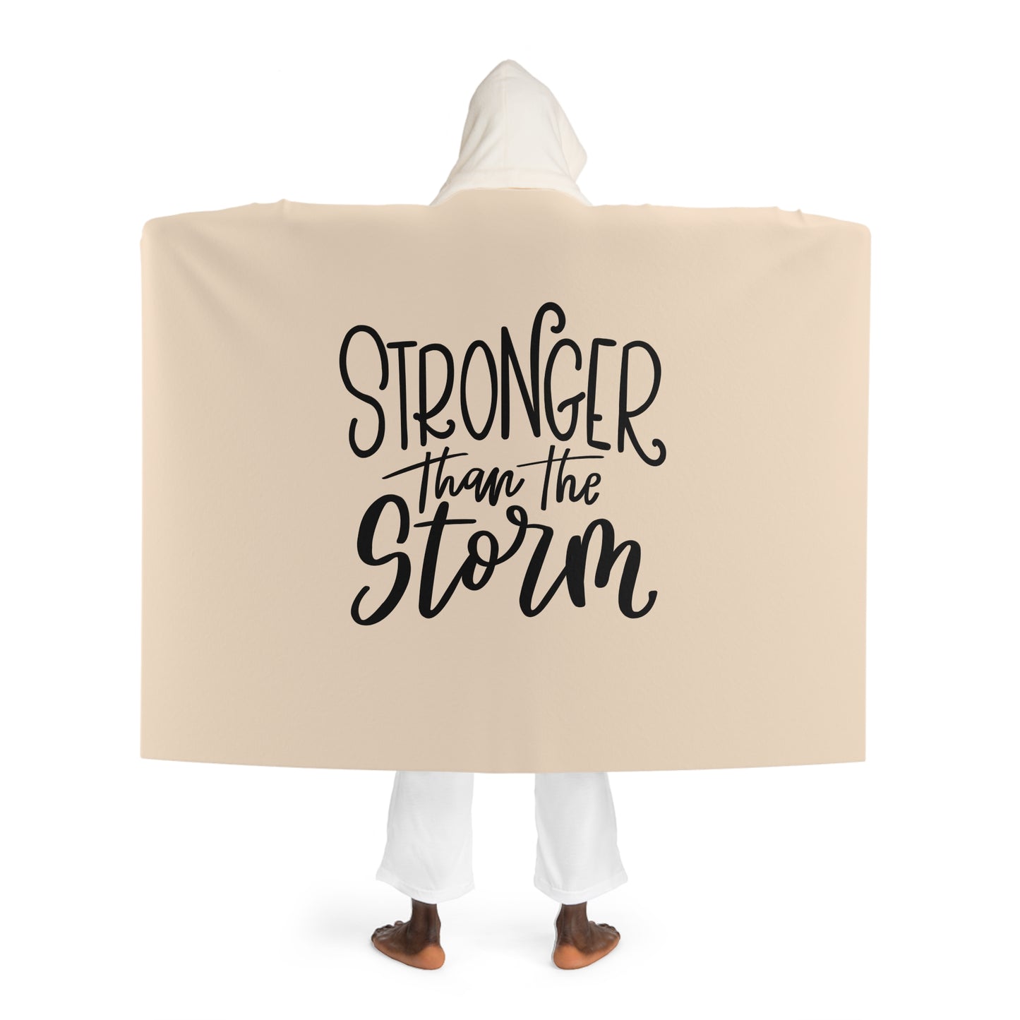 STRONGER THAN THE STORM • Kapuzen Kuscheldecke Beige Creme • Wohndecke Sherpa 130cm x 180cm