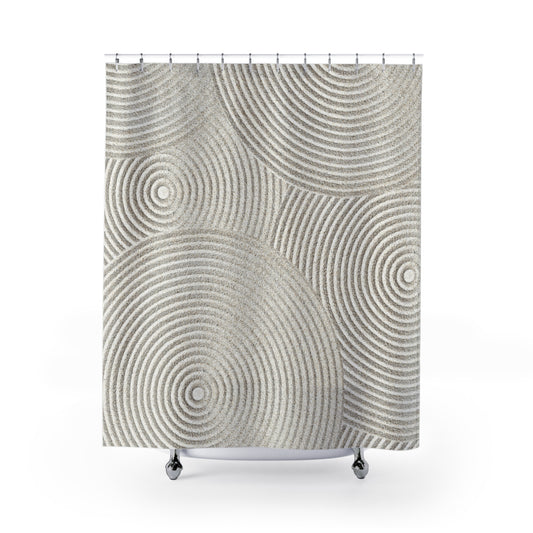 ZEN GARTEN OPTIK SAND • Hochwertiger, Schöner Duschvorhang 180x200 cm