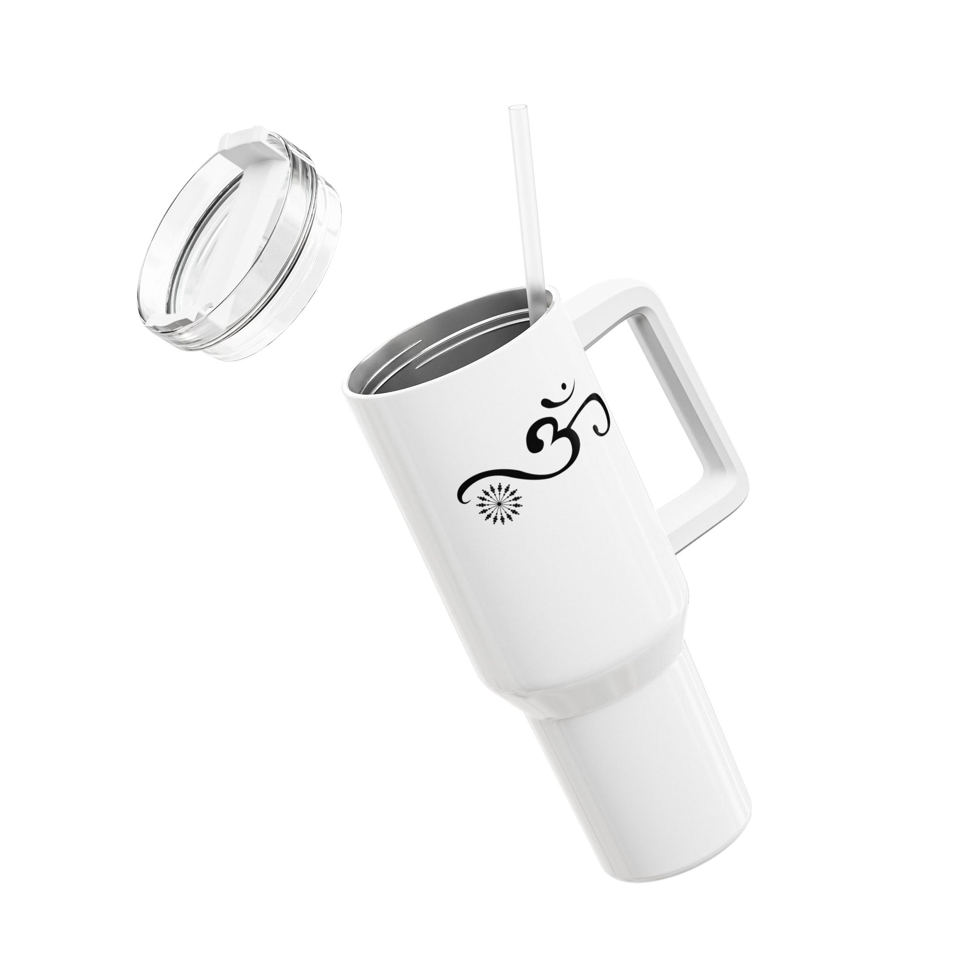 OHM ZEICHEN OM SPIRITUELL • Tumbler mit Henkel & Strohhalm • XXL Reisebecher 1,2L - YOGA SANTA