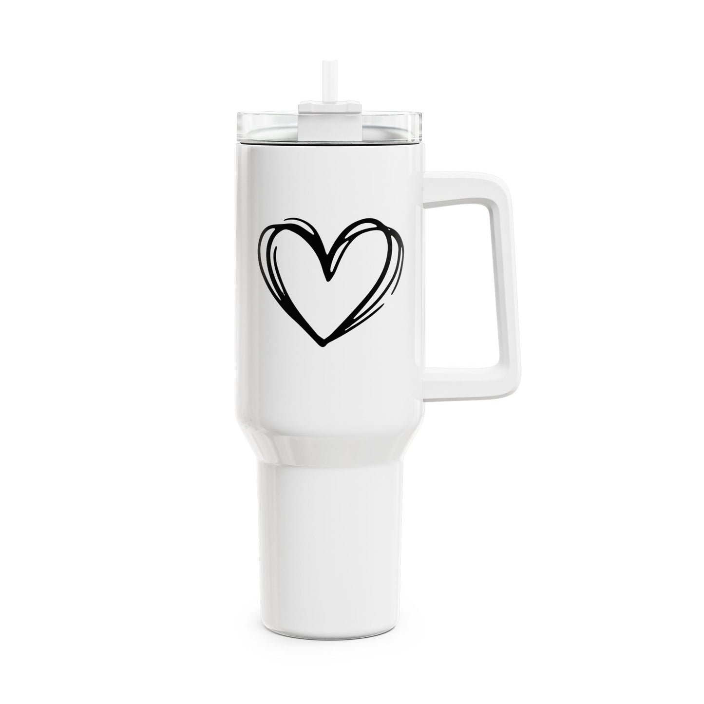 Herzchen PRINT • Liebesbeweis Geschenk, LOVE Liebesbotschaft • Tumbler mit Henkel & Strohhalm • XXL Reisebecher 1,2L - YOGA SANTA