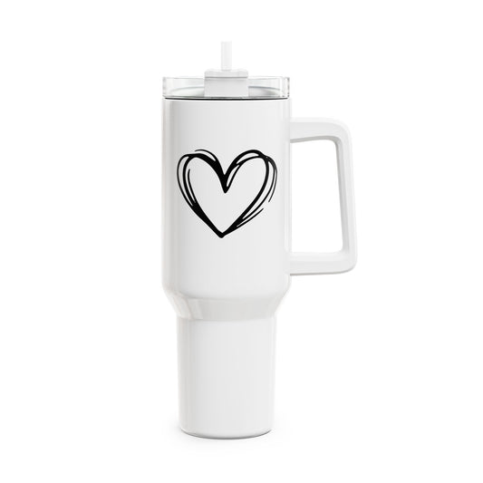 Herzchen PRINT • Liebesbeweis Geschenk, LOVE Liebesbotschaft • Tumbler mit Henkel & Strohhalm • XXL Reisebecher 1,2L - YOGA SANTA