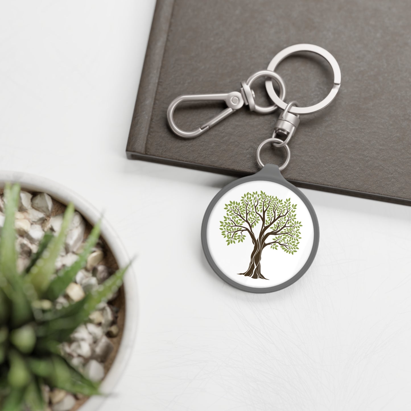 BAUM OLIVENBAUM • Edler Luxus Schlüsselanhänger mit Karabiner für Frauen & Männer